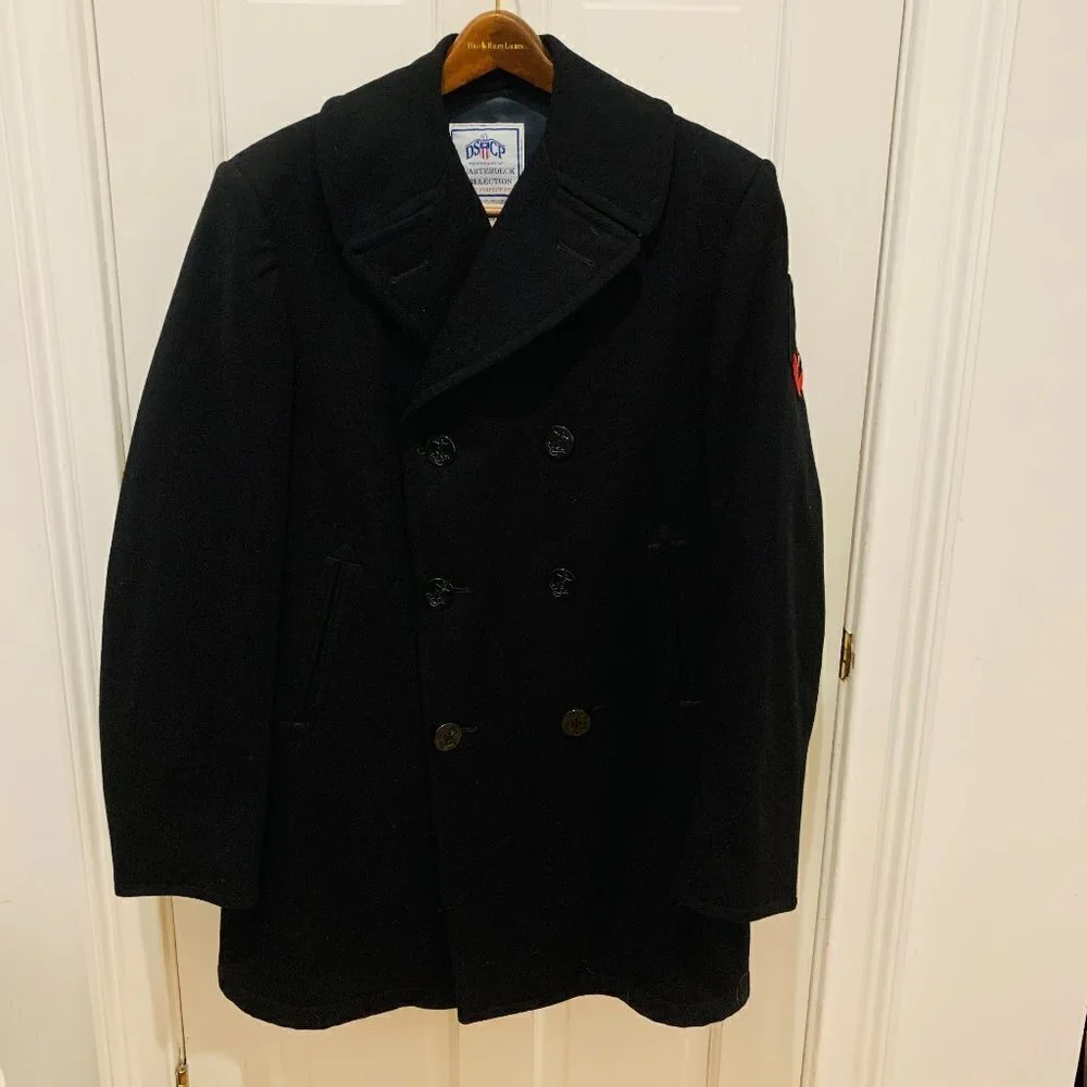 DSCP Quarterdeck Collection Black Peacoat Wool Military Issue Heavy Men's 42 XL